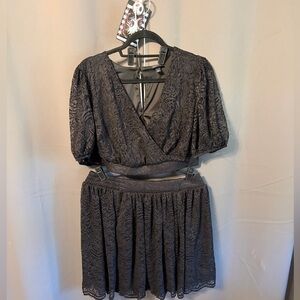 Torrid Women's Black Lace Crop Top and Skirt Set